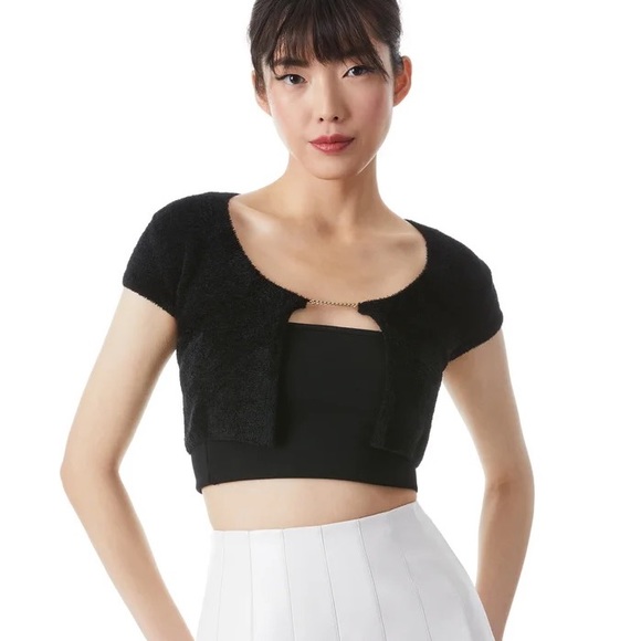 Alice + Olivia RINA CROPPED OPEN PULLOVER